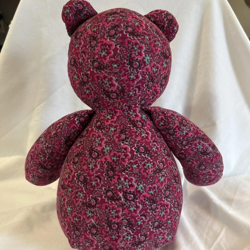 Handmade teddy‎ bear corduroy fabric flower pattern See Stitching On Leg***